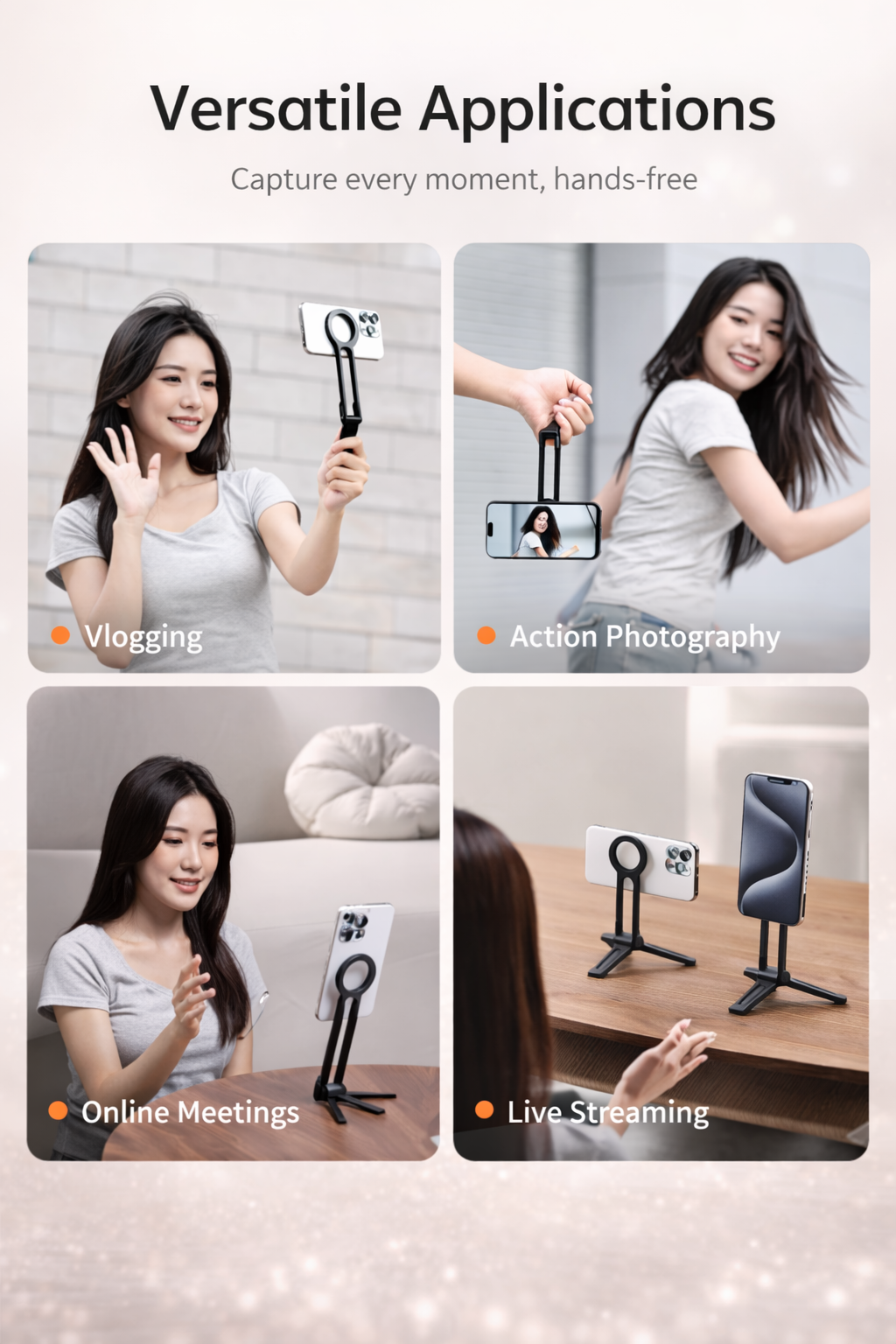 Magnetic Phone Tripod Stand with Adjustable Angles