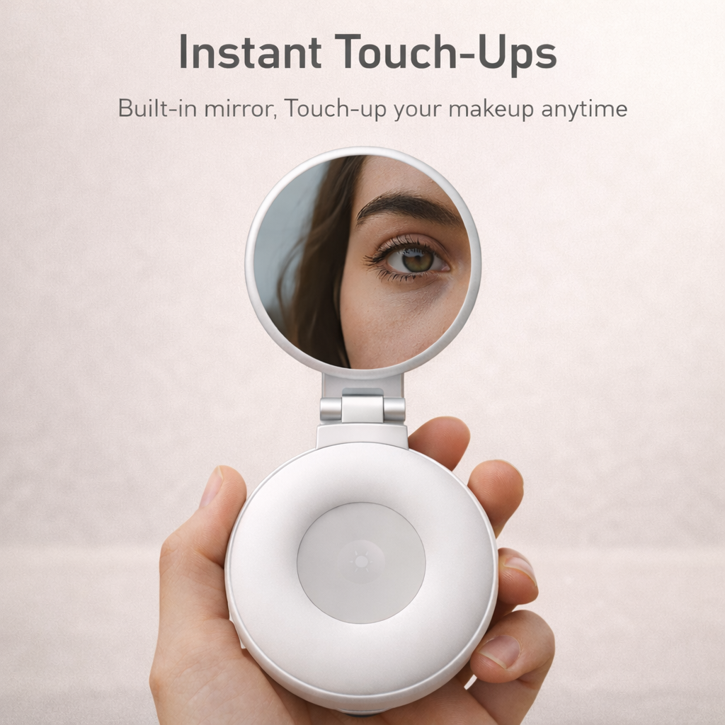 Magnetic Pocket Selfie Light with Built-In Mirror